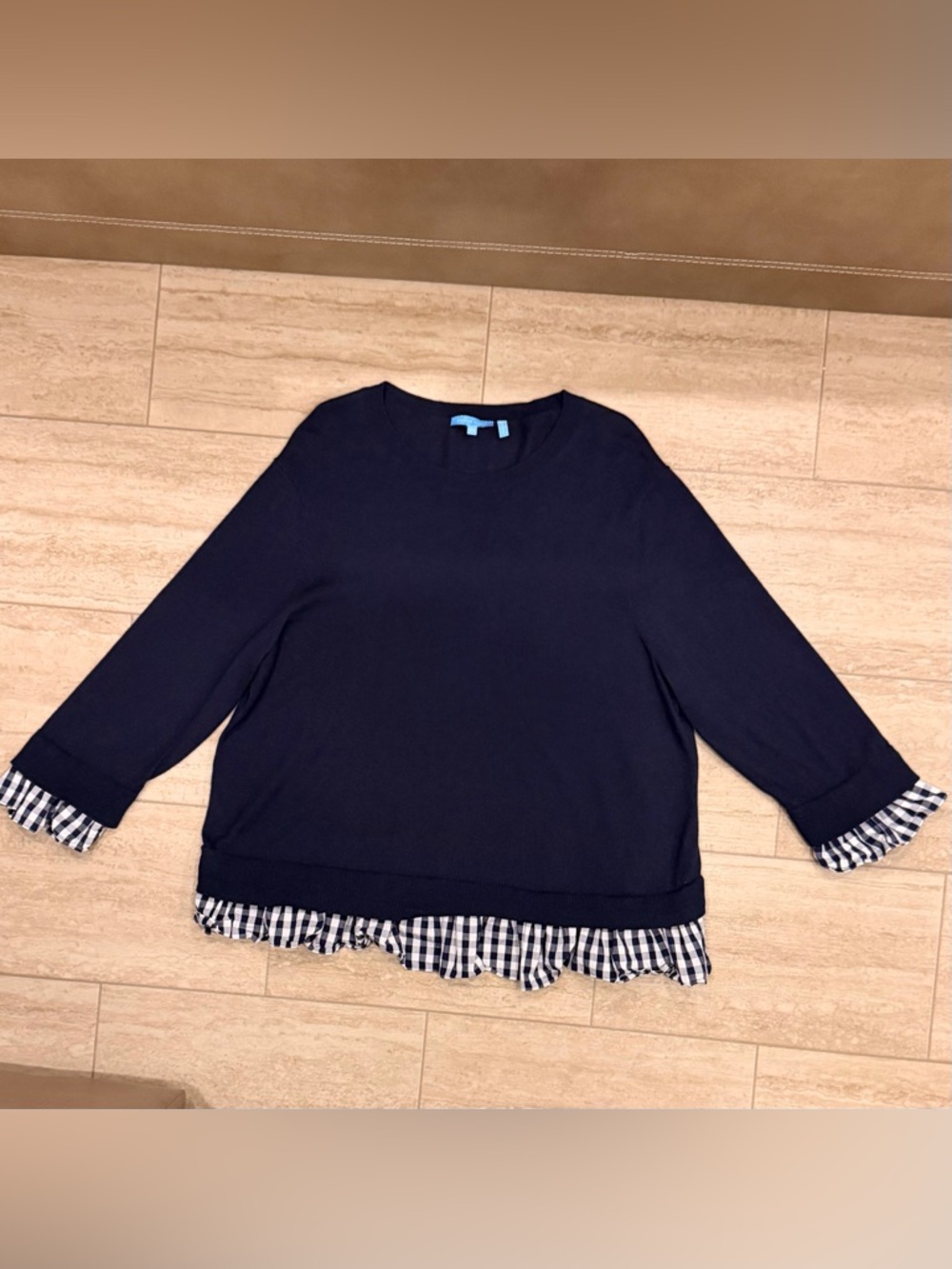 Draper James Wool and Cotton Combo Sweater in Nassau Navy Size 2X